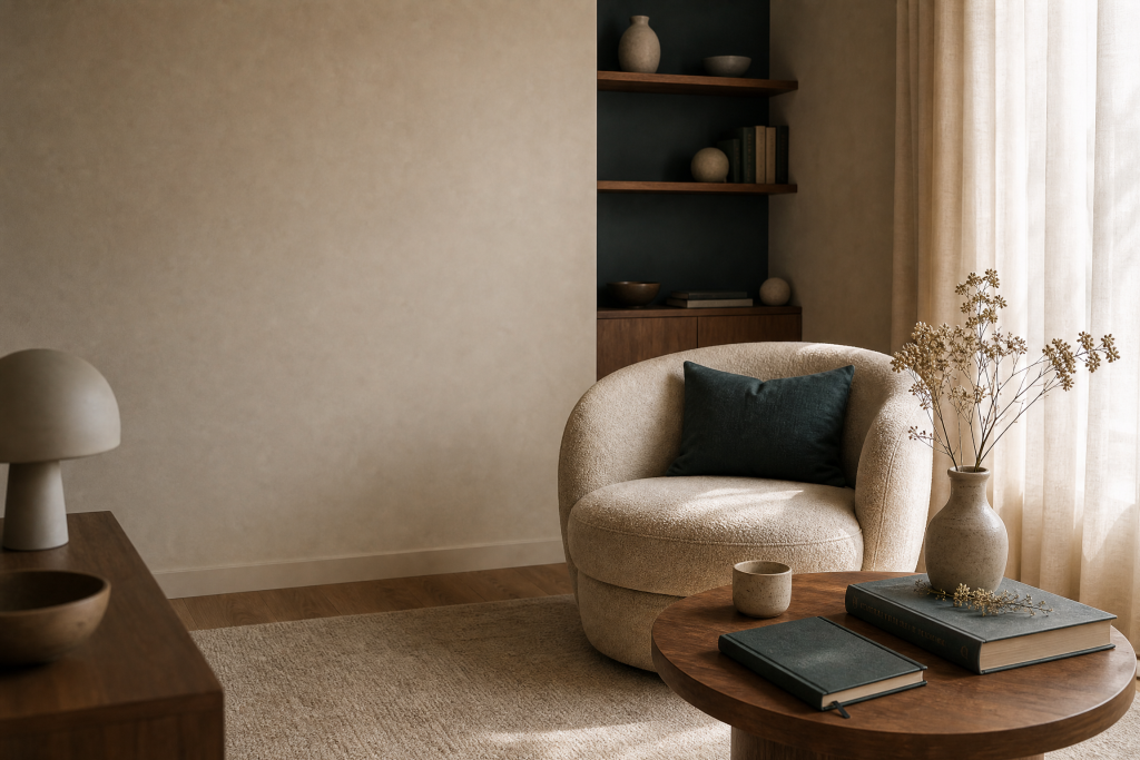 Espaço de leitura e reflexão num ambiente sereno